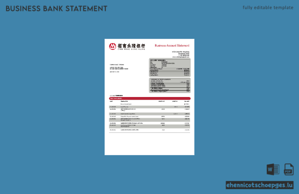 Beispiel eines Kontoauszugs der Wing Lung Bank (Word- und PDF-Datei)